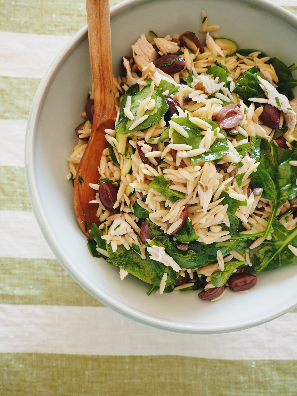 grilled chicken and orzo pasta salad recipe with spinach olives and pine nuts