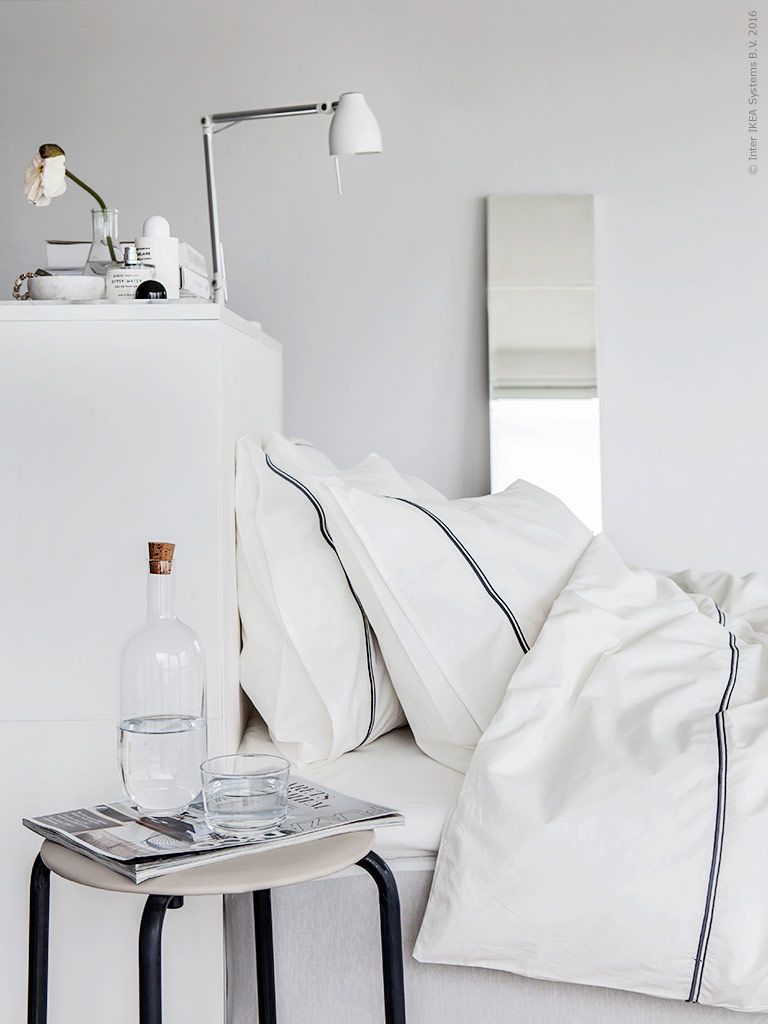 all white bedside styling